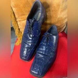 Stacy Adams Men's Navy Crocodile-Patterned Oxfords